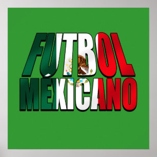 Poster Football Mexicano - logo de drapeau du Mexique