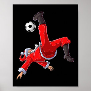 Poster Football Noël Santa Coup de pied de bicyclette Xma