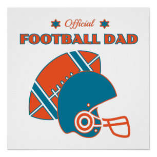 Poster Football papa sportifs amateurs orange bleu vintag