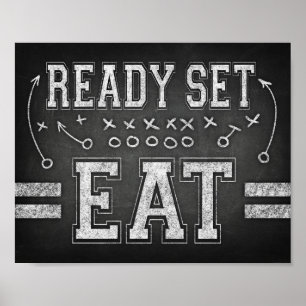 Poster Football Party PRÊT SET EAT Sign Chalk Imprimer