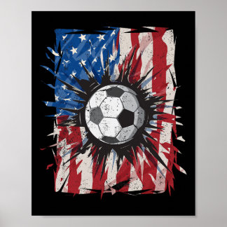 Poster Football Patriotique 4 Juillet Hommes Drapeau Amér