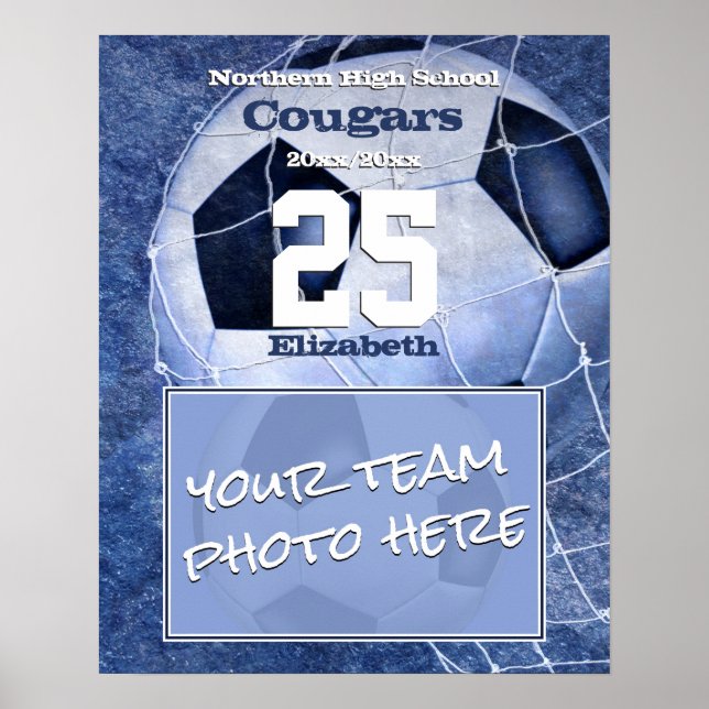 Poster football pour filles ajouter l'équipe photo commém (Devant)