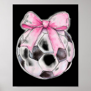 Poster Football Ruban Rose Coquette Élégant Filles