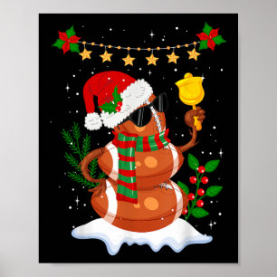 Poster Football Snowman Santa Hat Joyeux Noël