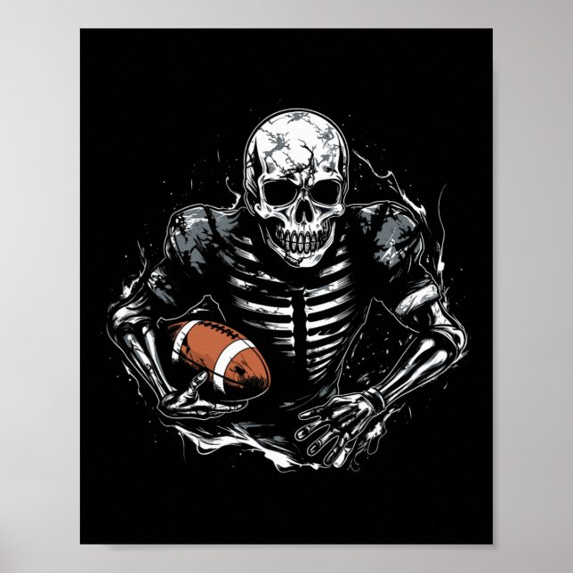 Poster Football Squelette Football Joueur Halloween Éffra (Devant)