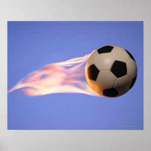 Poster Football sur flamme