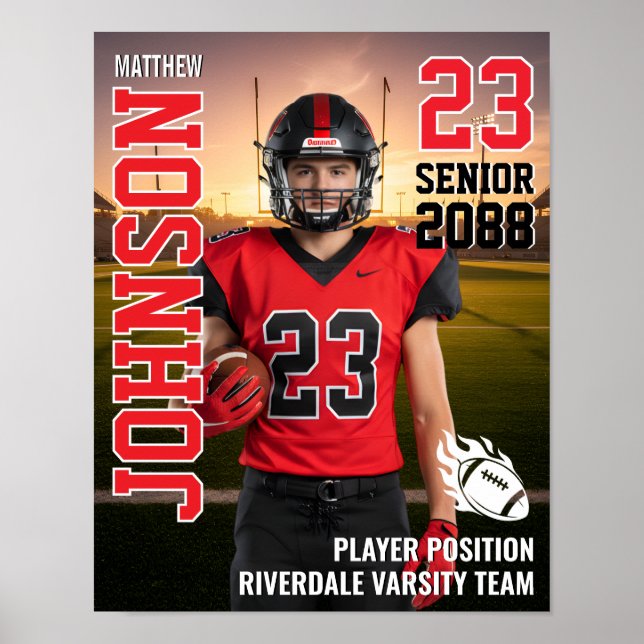 Poster Football Team Senior MVP Player Photo Gift Sports (Devant)