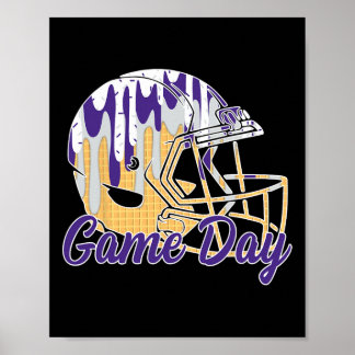 Poster Footll Drip Game Day Sports Footll Mom Go Cheer Pu