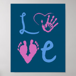 Poster Footprints of Hands and Feet of Father and Son