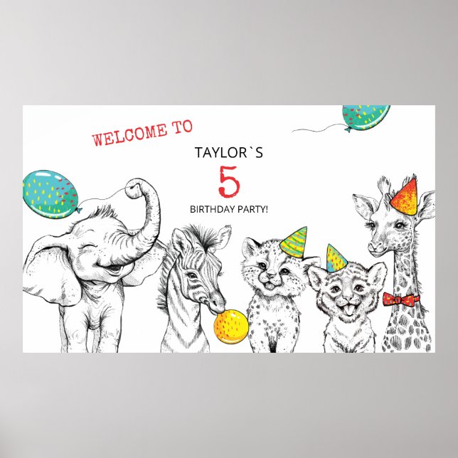 Poster for 5th birthday party. (Front)