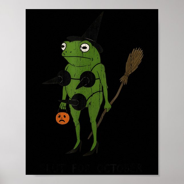Poster For October, Funny Halloween, Funny Witch Frog  (Devant)