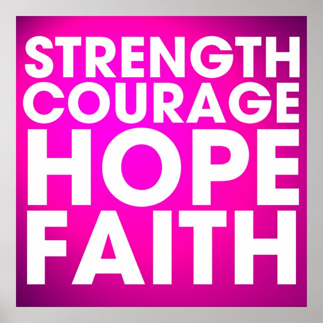 Poster Force Courage Espoir Foi - Pink Inspirationnel (Devant)