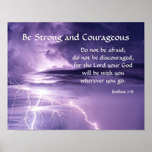 Poster Force et courage Inspirational Bible Verse (Devant)