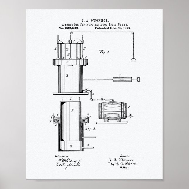 Poster Forcing Beer 1879 Patent Art - Livre blanc (Devant)