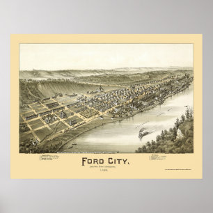 Poster Ford City, PA Carte panoramique - 1896