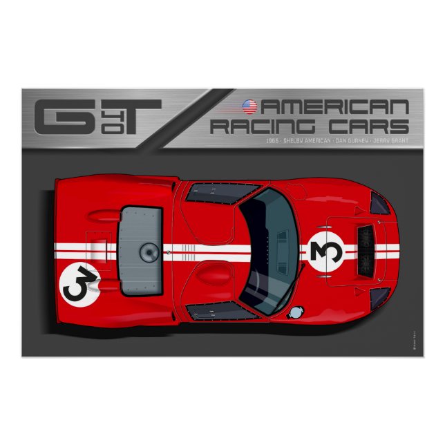 Poster Ford GT40 No.3 (Devant)