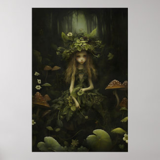 Poster Forest Fairy Botanical Print, Moody Cottagecore