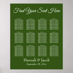 Poster Forest Green Wedding Reception Seating Chart