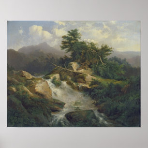 Poster Forest Landscape with Waterfall