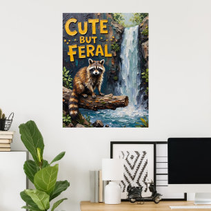 Poster Forest Sentinel : Raccoon par le ruisseau