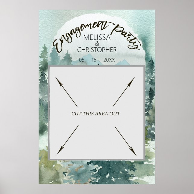 Poster Forest Wonder Rustic Engagement Party Photo Booth (Devant)