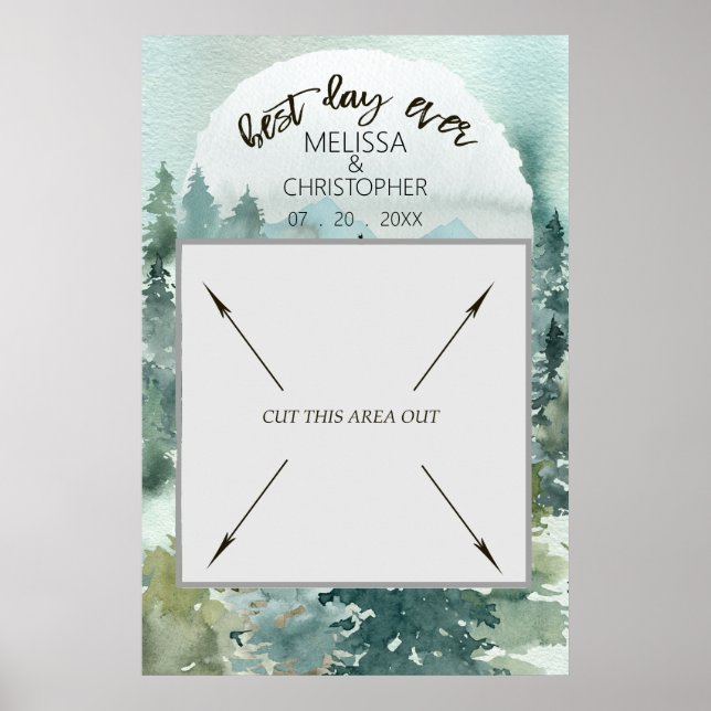 Poster Forest Wonder Rustic Wedding Day Photo Booth (Devant)