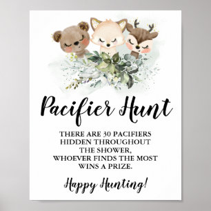 Poster Forêt Animaux Pacifique chasse Baby shower signe d