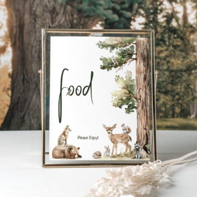 Poster Forêt Bois Animaux Baby shower Symbole alimentaire (Créateur téléchargé)