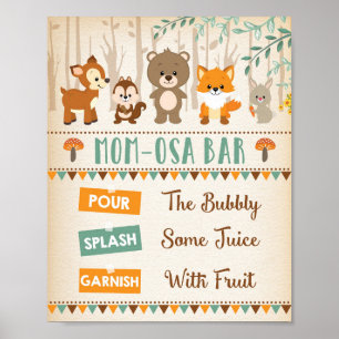 Poster Forêt boisée Bébés Animaux Mimosa Bar Momosa