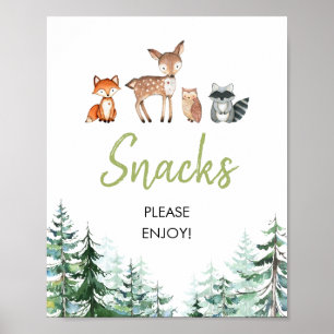 Poster Forêt boisée Oh Boy Baby shower Snacks