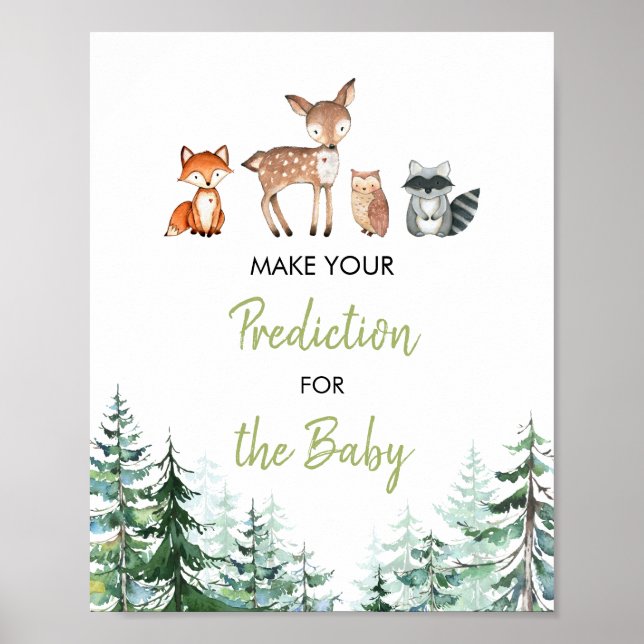Poster Forêt boisée Oh garçon Douche prédiction pour bébé (Devant)
