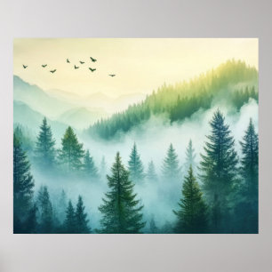 Poster Forêt brumeuse