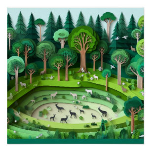 Poster Forêt coupée en papier