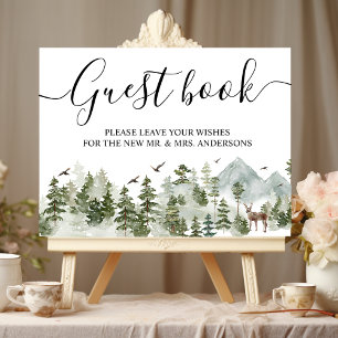 Poster Forêt d'aquarelle   Arbres Et Cerfs