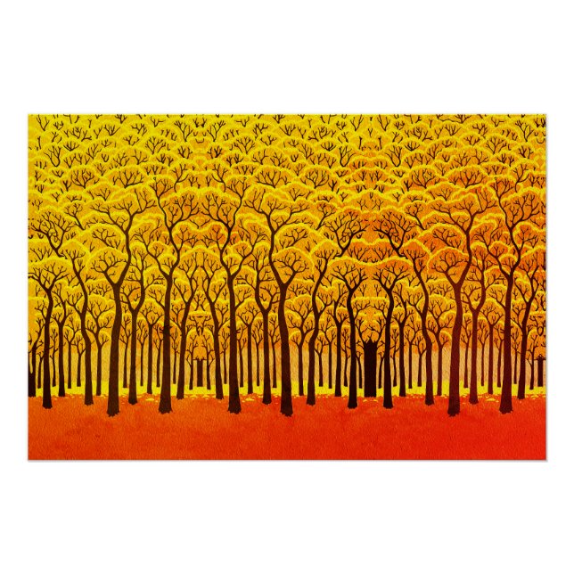 Poster Forêt d'automne dorée (Devant)