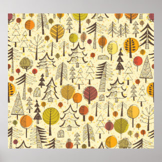 Poster Forêt d'automne : Motif graphique transparent.