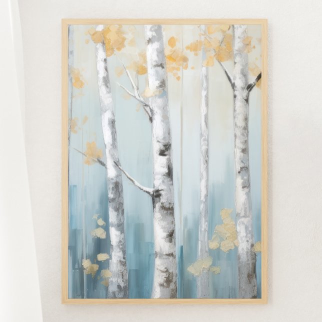 Poster Forêt de bouleaux bleu ciel et beige Imprimer 2de  (Créateur téléchargé)