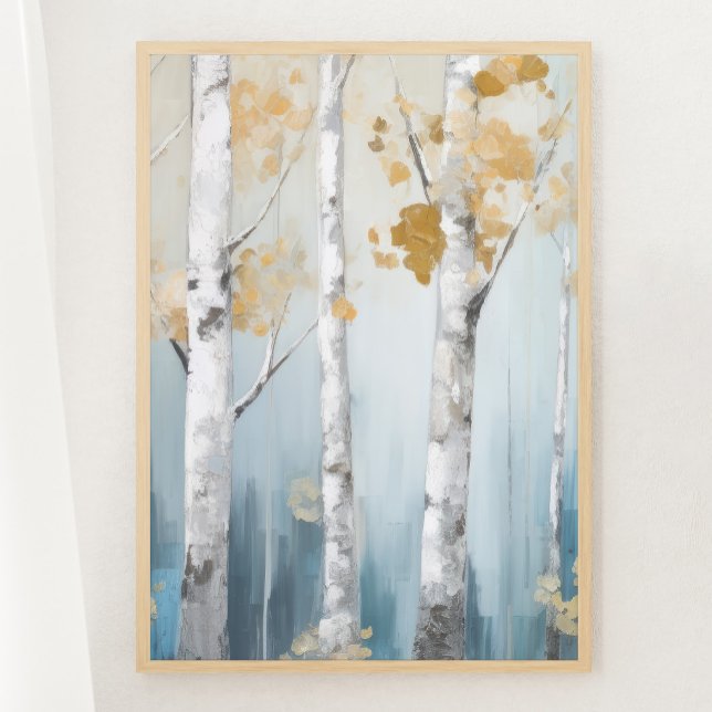 Poster Forêt de bouleaux bleu et beige Imprimer 1 de 3 (Créateur téléchargé)