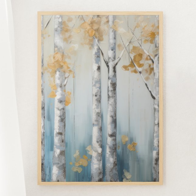 Poster Forêt de bouleaux bleu et beige Imprimer 3 de 3 (Créateur téléchargé)