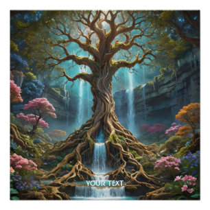 Poster Forêt de cascade de l'arbre mou Imaginaire