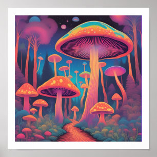 Poster Forêt de champignons
