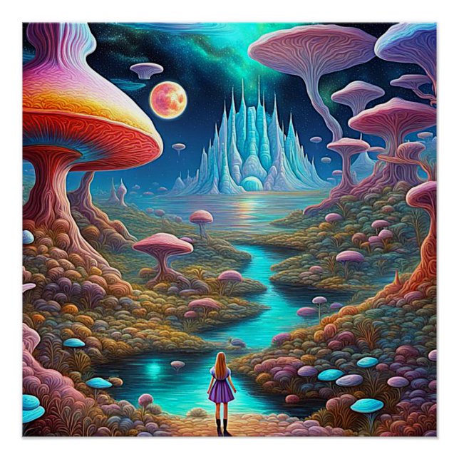 Poster Forêt de champignons (Devant)