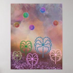 Poster Forêt de couleur et de nuages