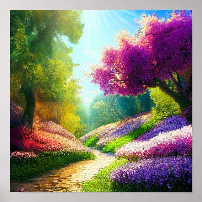 Poster Forêt de fleurs (Devant)
