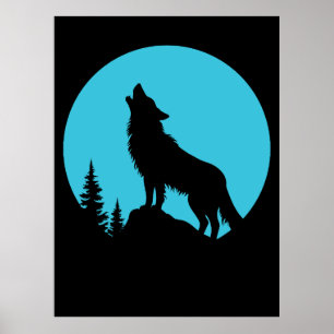 Poster Forêt de loups Nature Extérieur Silhouette fauniqu