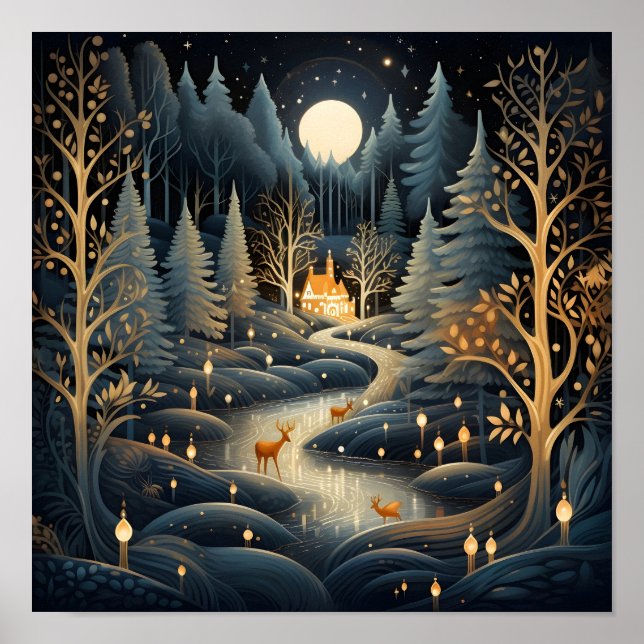 Poster Forêt de Noël décorative (Devant)