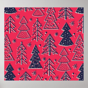 Poster Forêt de Noël : Papier peint en silhouette d'hiver