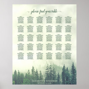 Poster Forêt de pin vert 30 Table Mariage Carte de siège