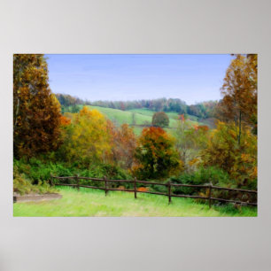 Poster Forêt de recouvrement - peinture d'automne