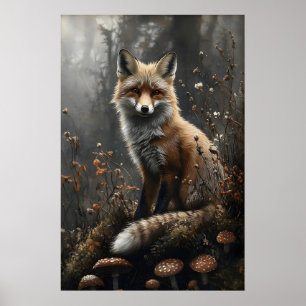 Poster Forêt de renard lunatique Impression, Dark Academi